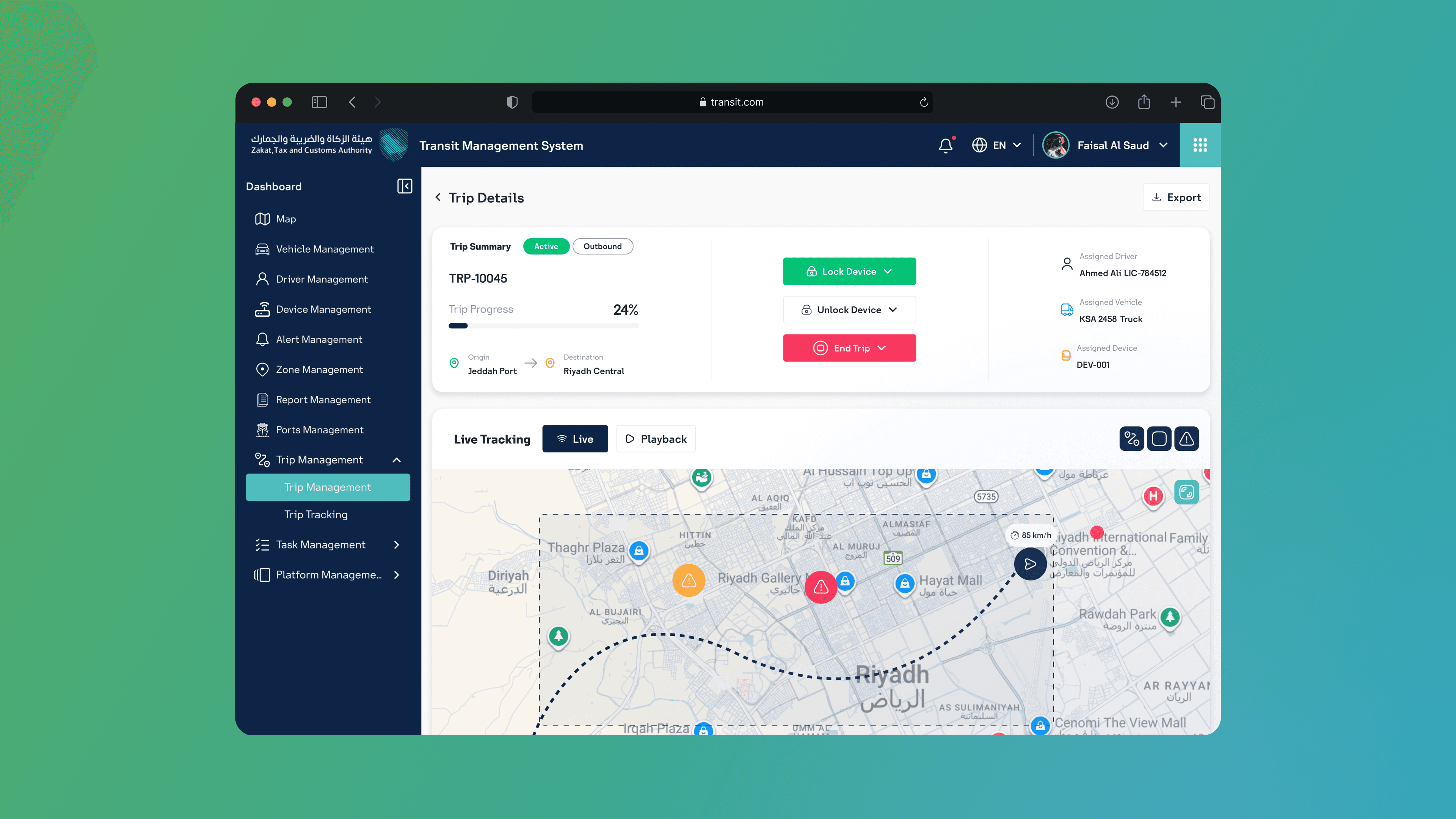 Operator dispatcher dashboard